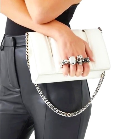 Alexander McQueen Ivory White Slash Stud-Detailing Shoulder Bag Satchel … - Picture 3 of 16